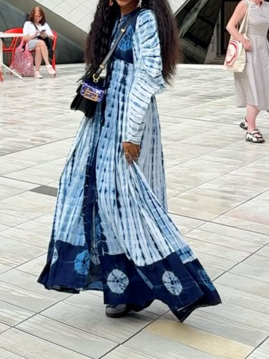Tie-dye Straight Buckle Dress