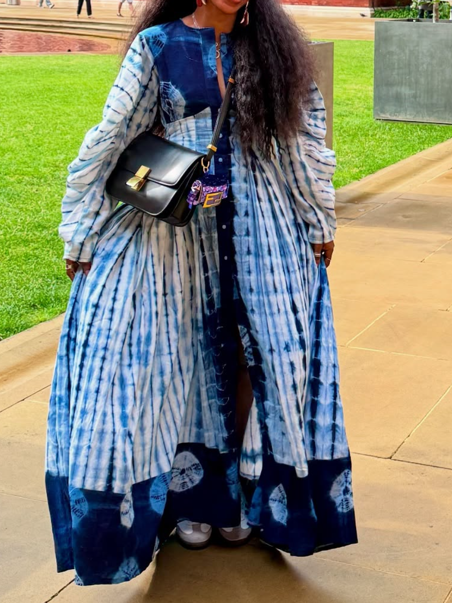 Tie-dye Straight Buckle Dress