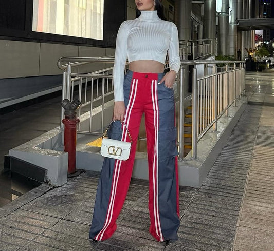 Fashionable colorblock casual pants