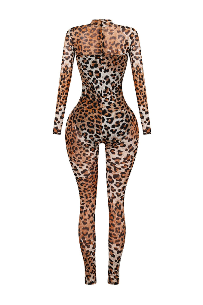 Mesh Leopard Jumpsuit