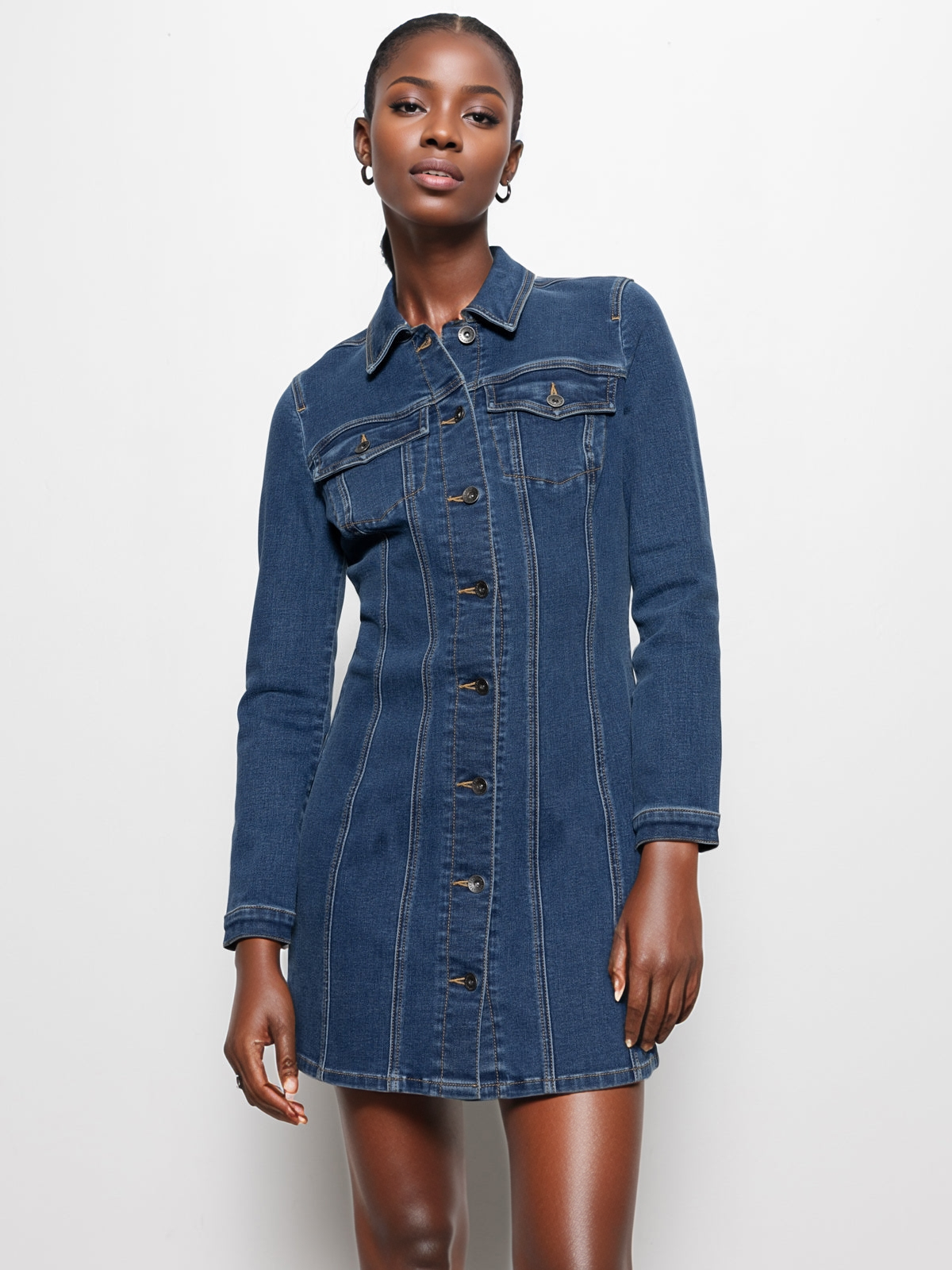 Sculpted Denim Mini Dress