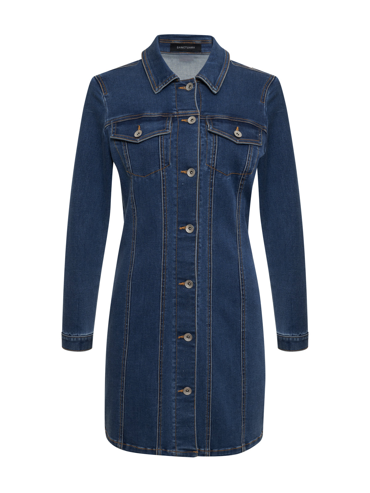 Sculpted Denim Mini Dress