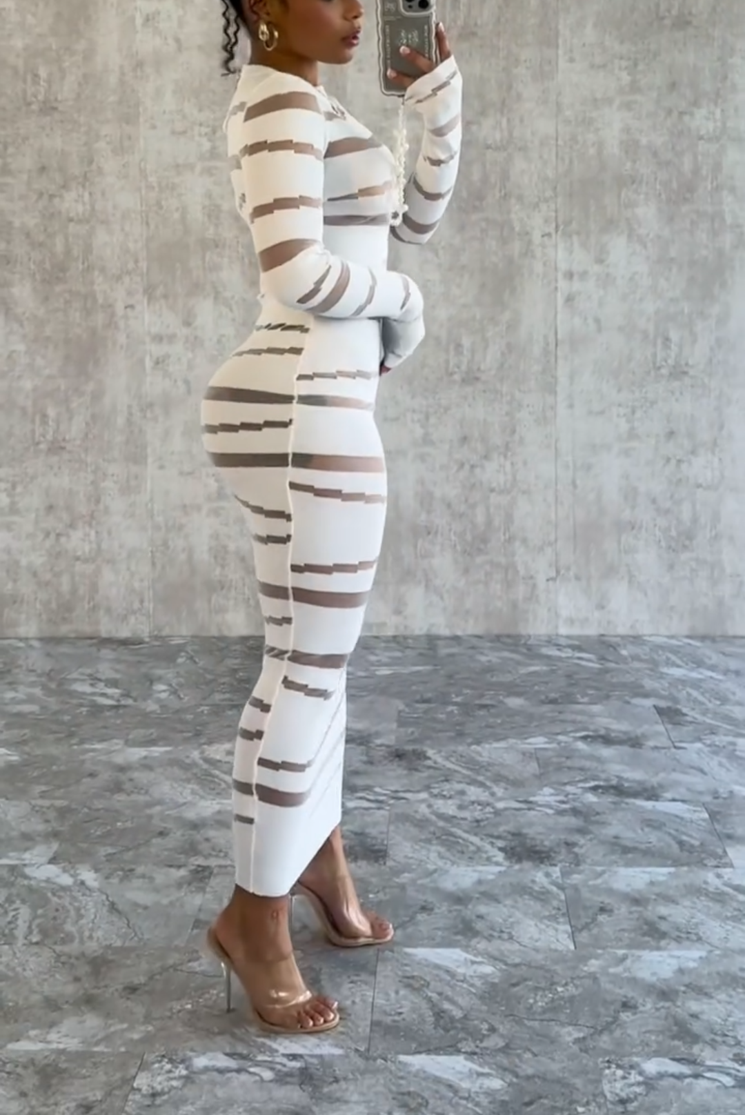 Sexy long hollow hip dress
