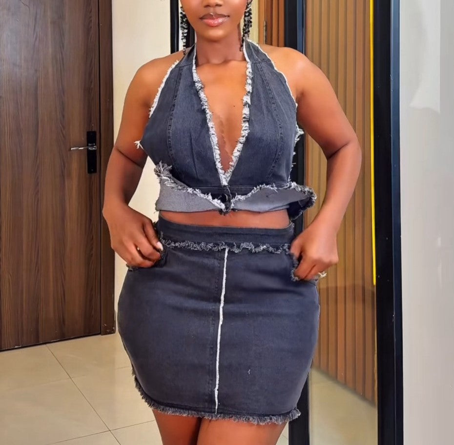 Maddie Denim Skirt Set
