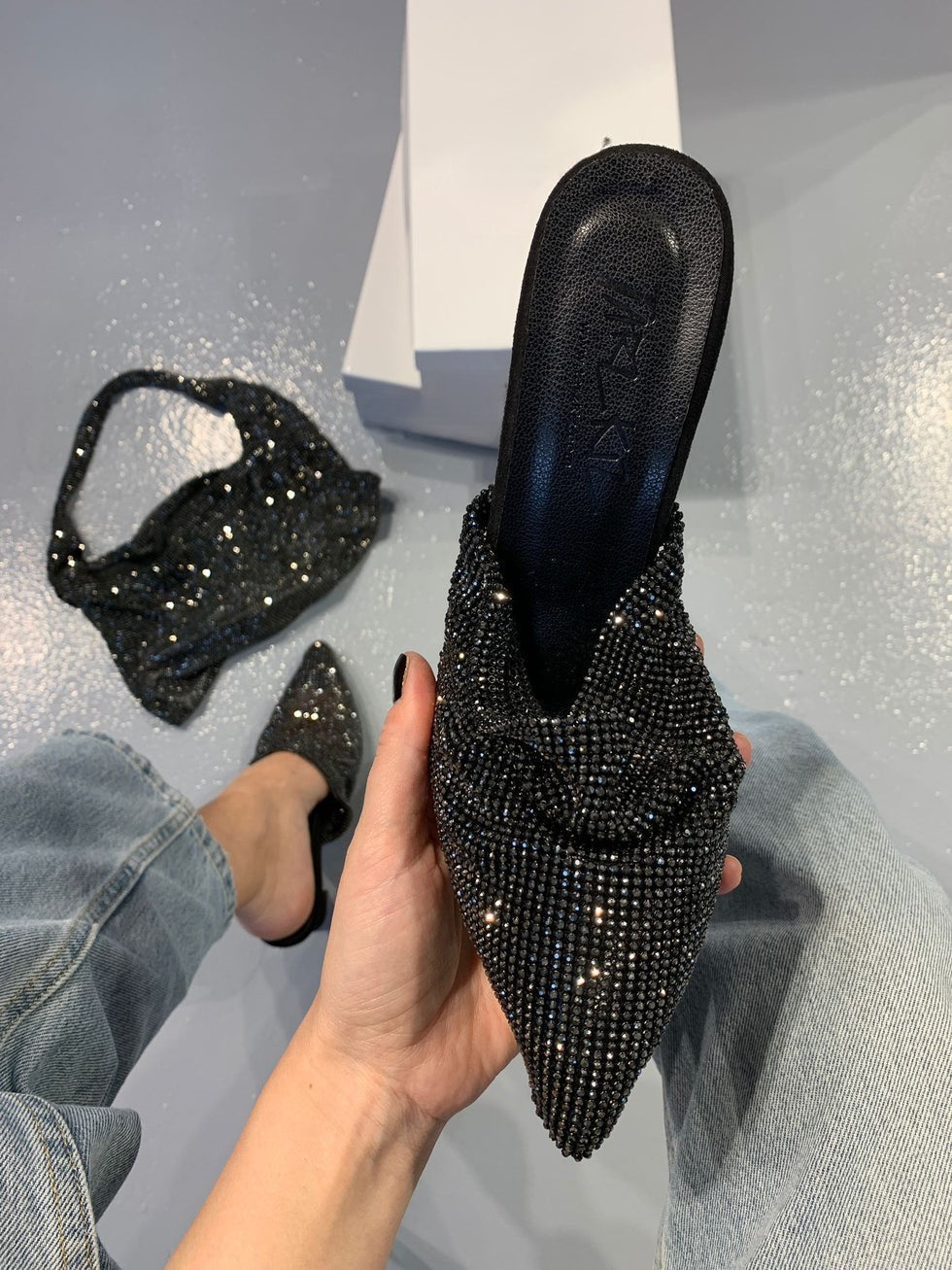 Moroccan rhinestone slippers