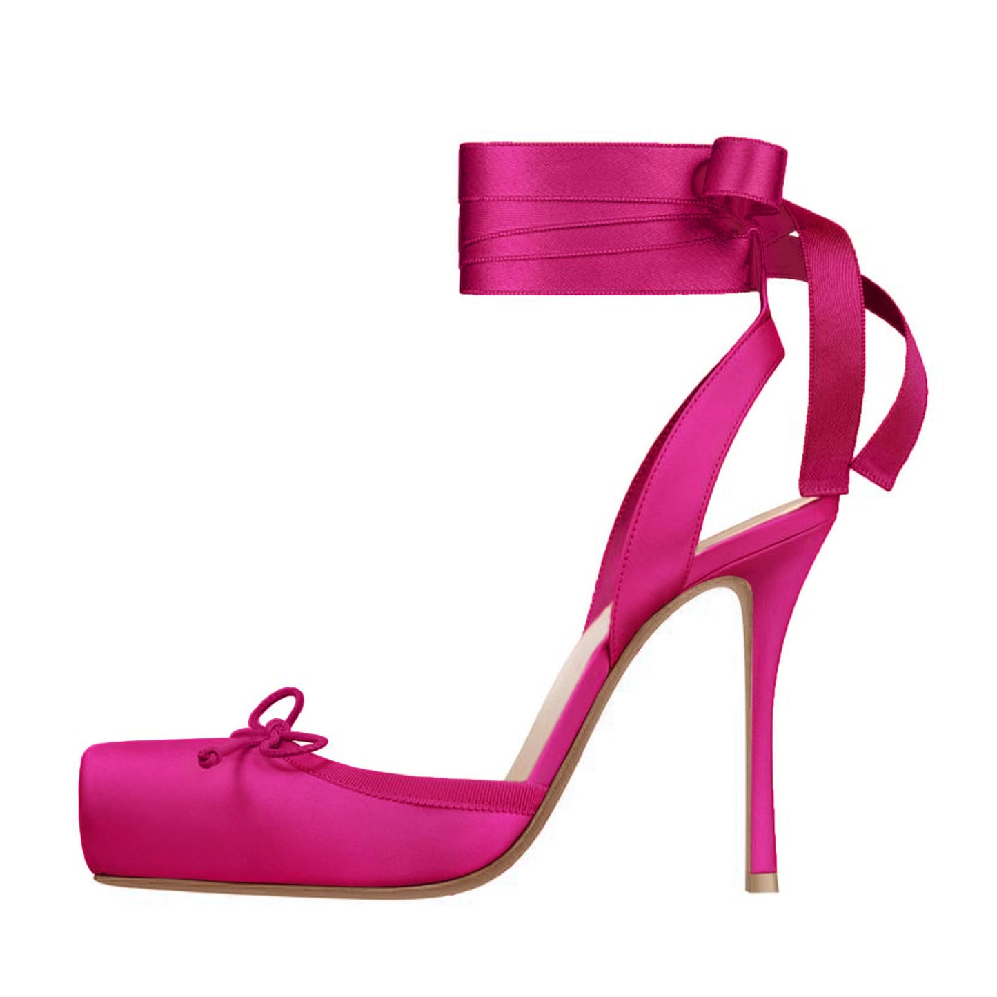 Women's satin lace-up high heels