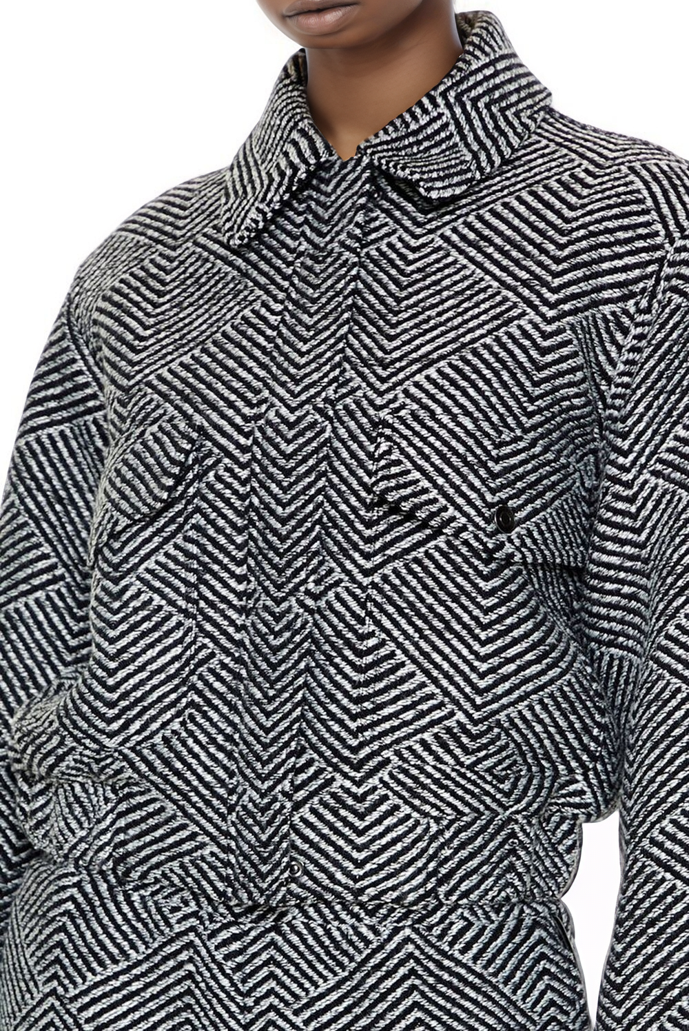 Herringbone Pocket Jacket Shorts Two-Piece Set
