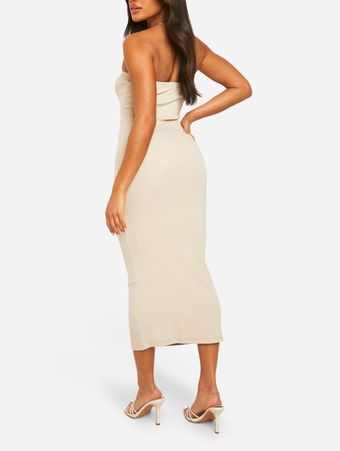 Basic Rib Bandeau Midi Dress
