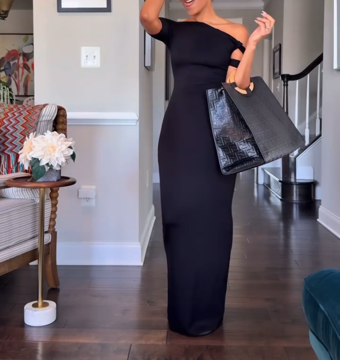 Solid Color Elegant Strapless Maxi Dress