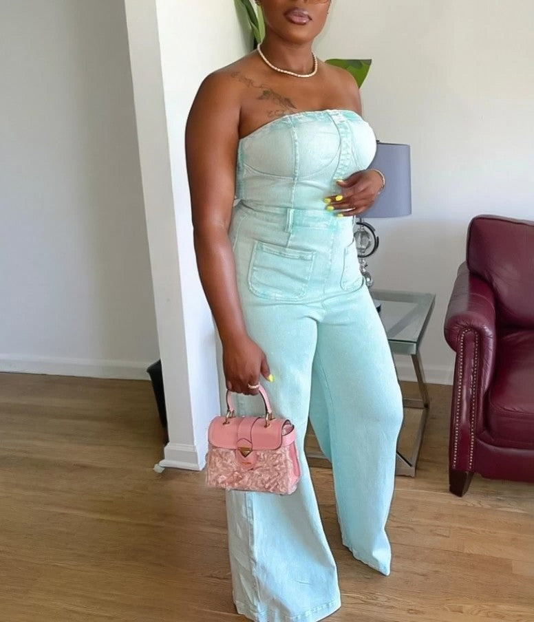 Wide Leg Bustier Top Jumpsuit