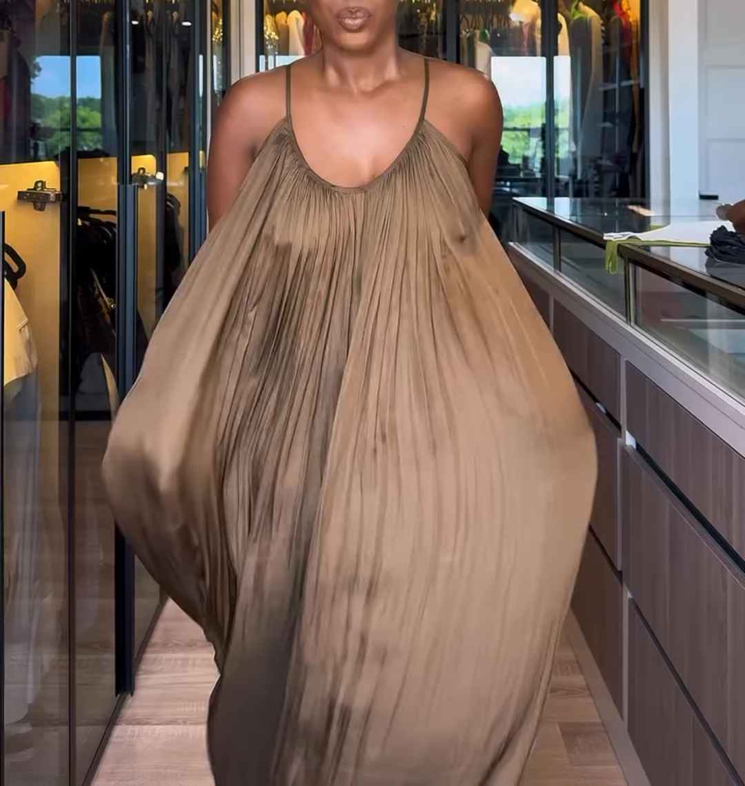 Long Pleated Junmpsuit