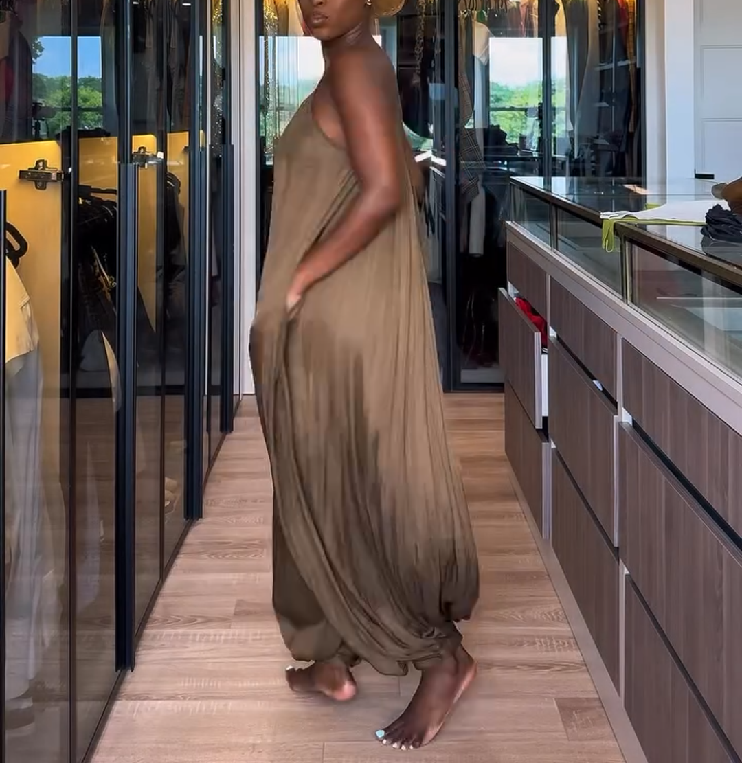 Long Pleated Junmpsuit