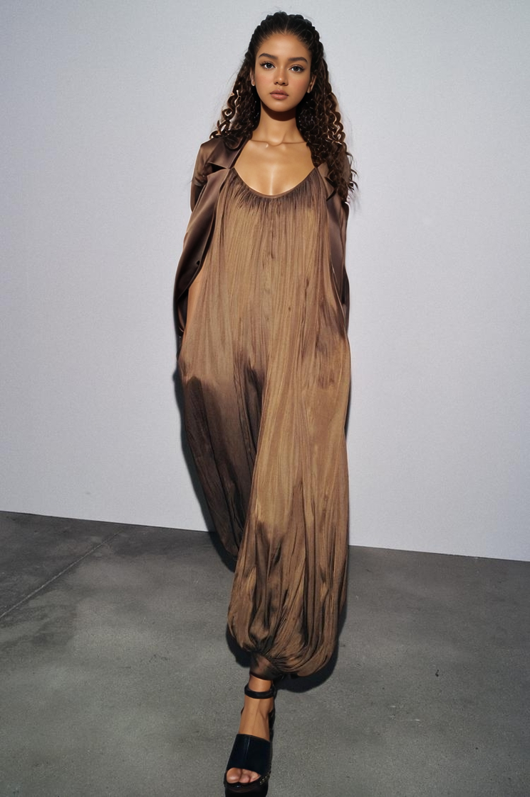 Long Pleated Junmpsuit