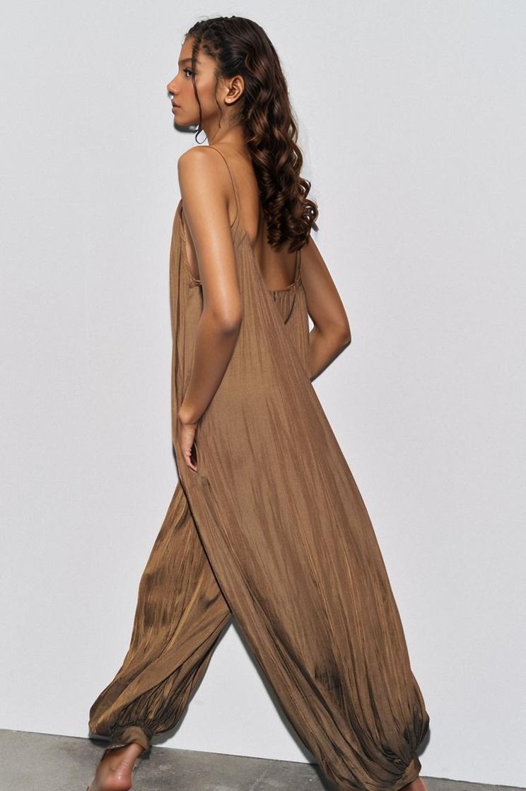 Long Pleated Junmpsuit