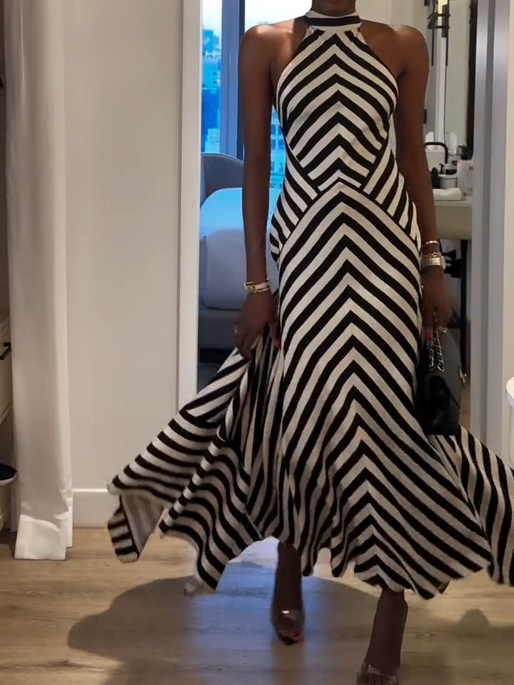 Tall Mono Fluid Stripe Cotton Mix Maxi Woven Dress