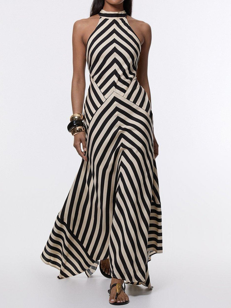 Tall Mono Fluid Stripe Cotton Mix Maxi Woven Dress