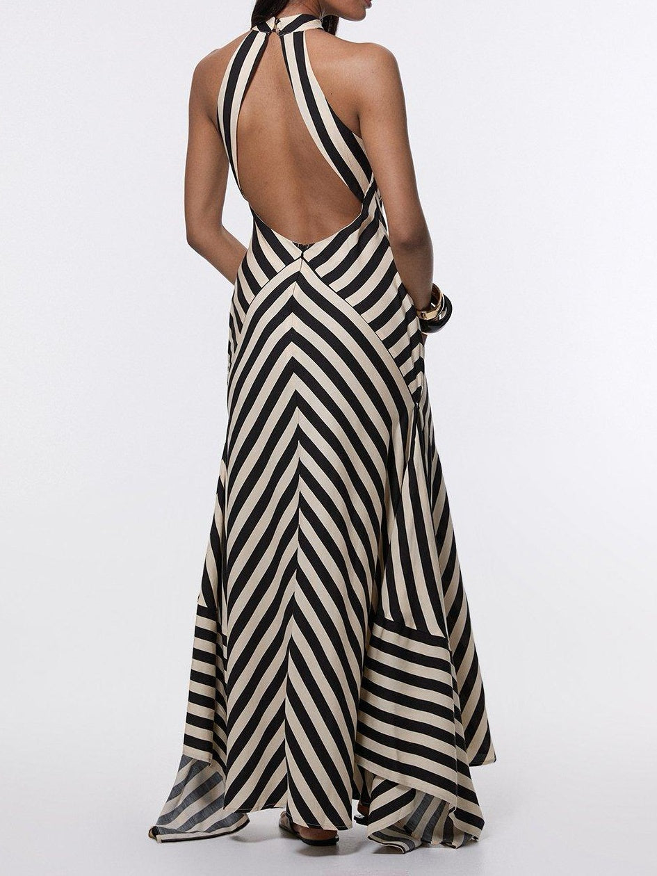 Tall Mono Fluid Stripe Cotton Mix Maxi Woven Dress