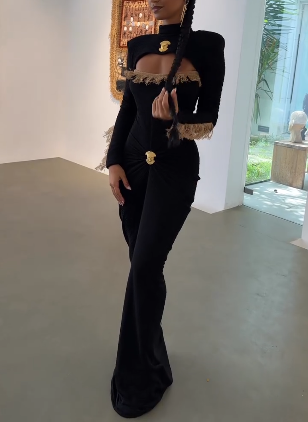 Black Fringe Bodycon Dress