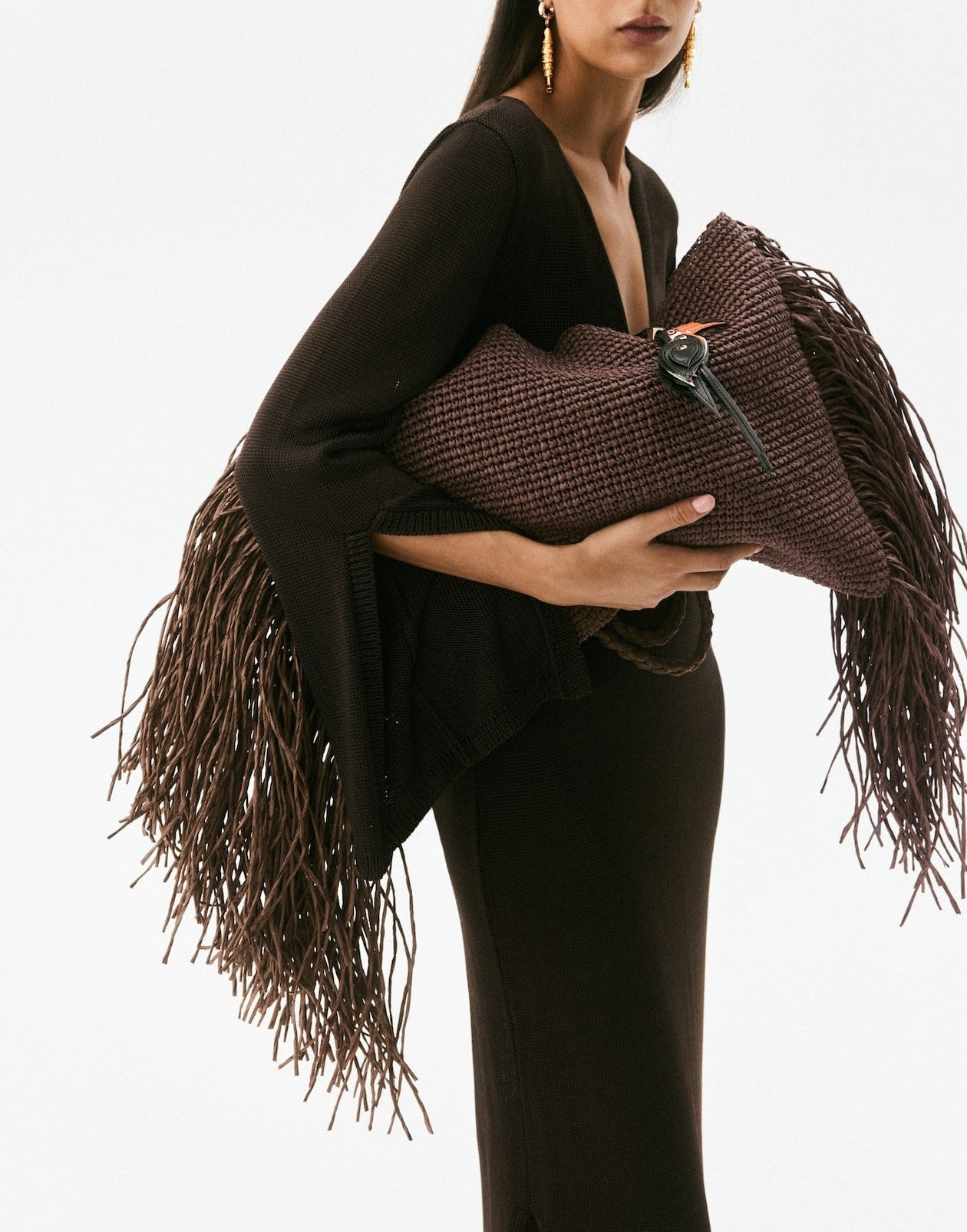 Straw Bag with Fringe