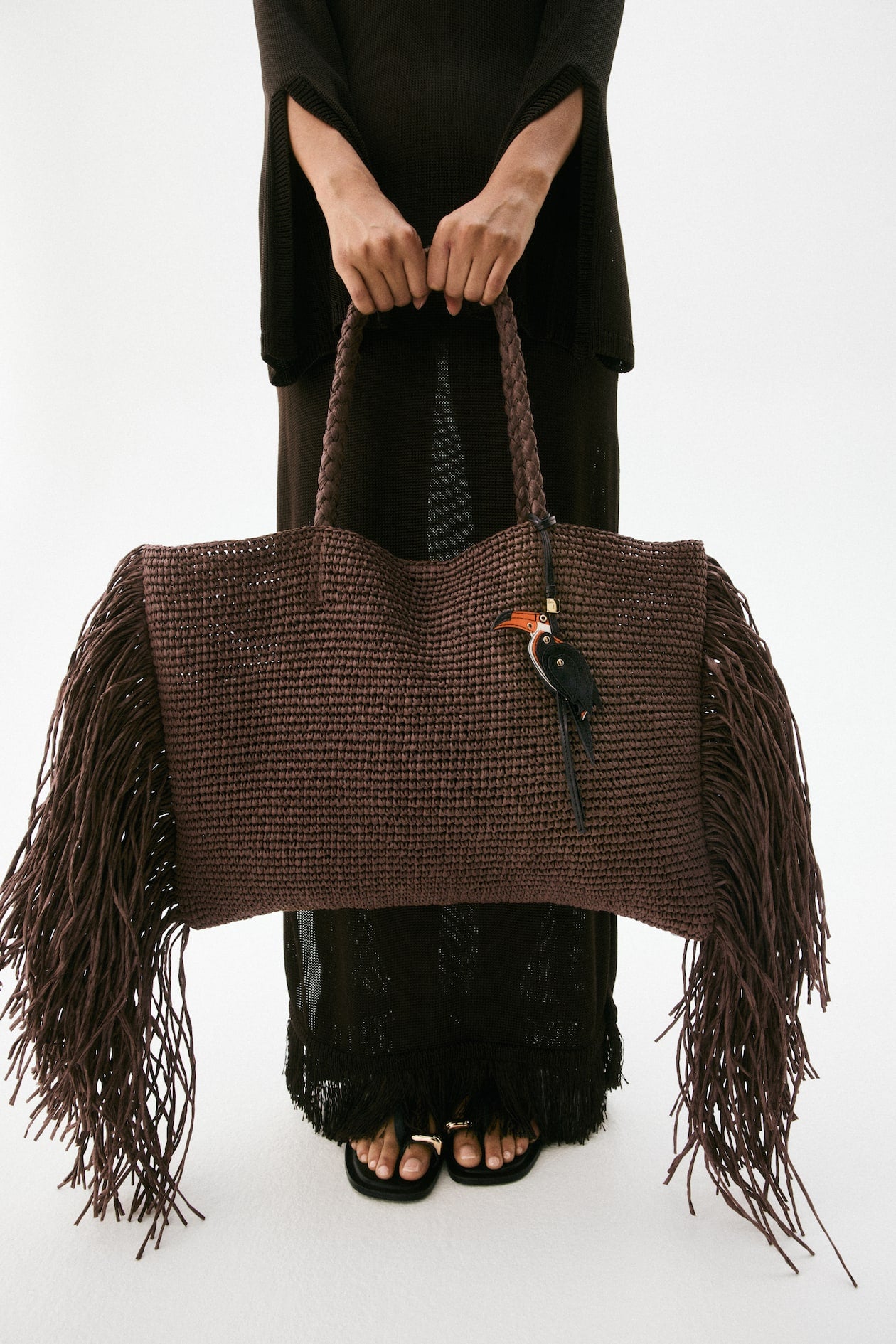 Straw Bag with Fringe