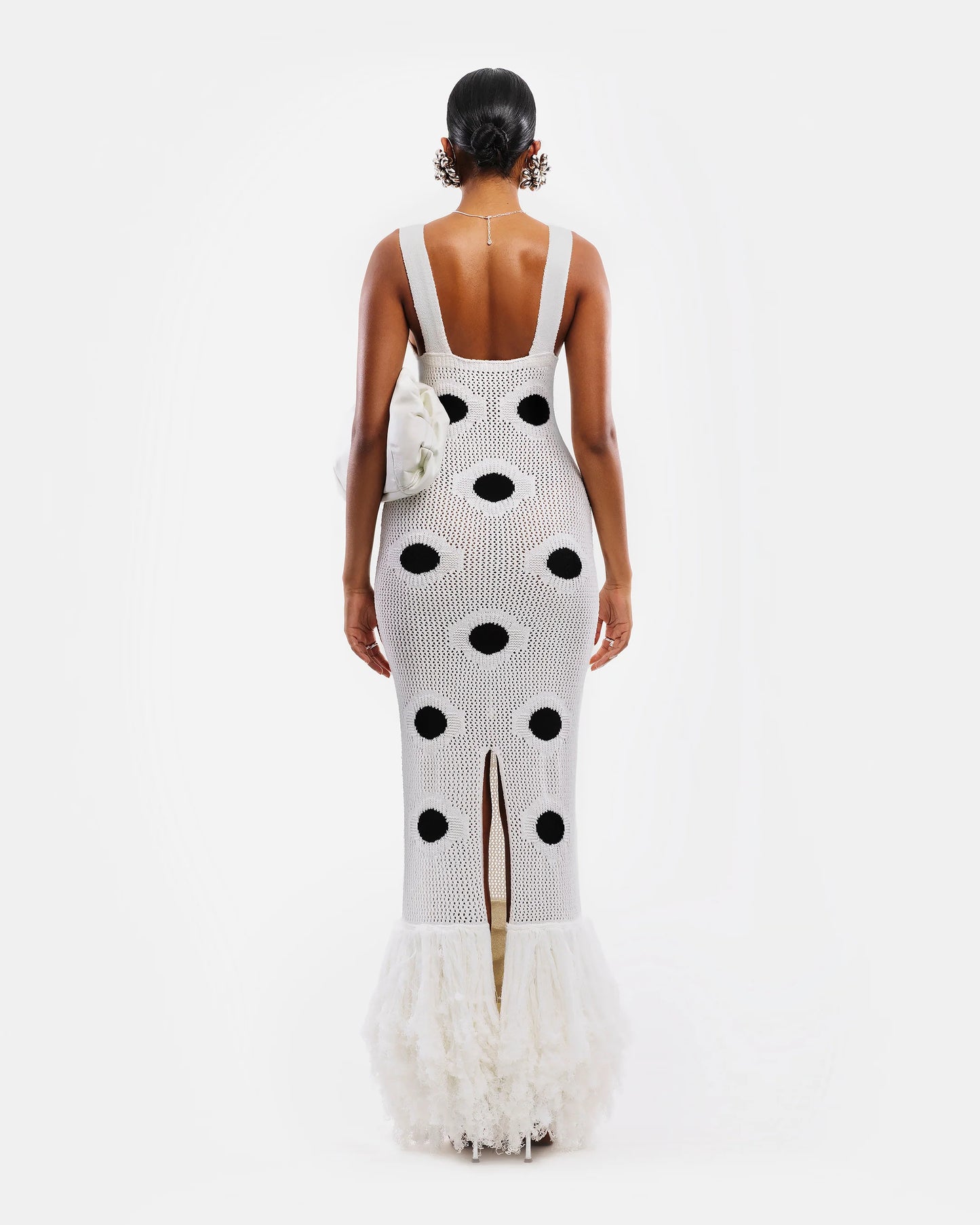 Polka Dot Knitted Tassel Dress