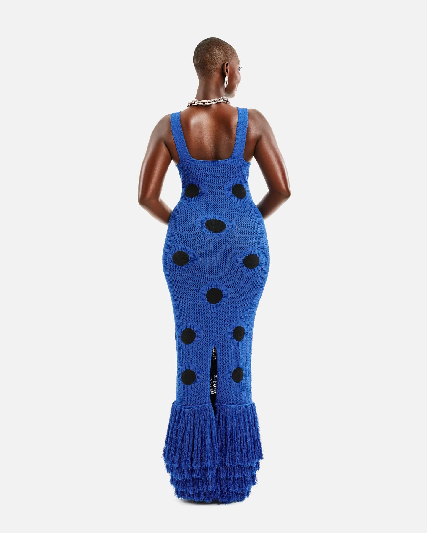 Polka Dot Knitted Tassel Dress