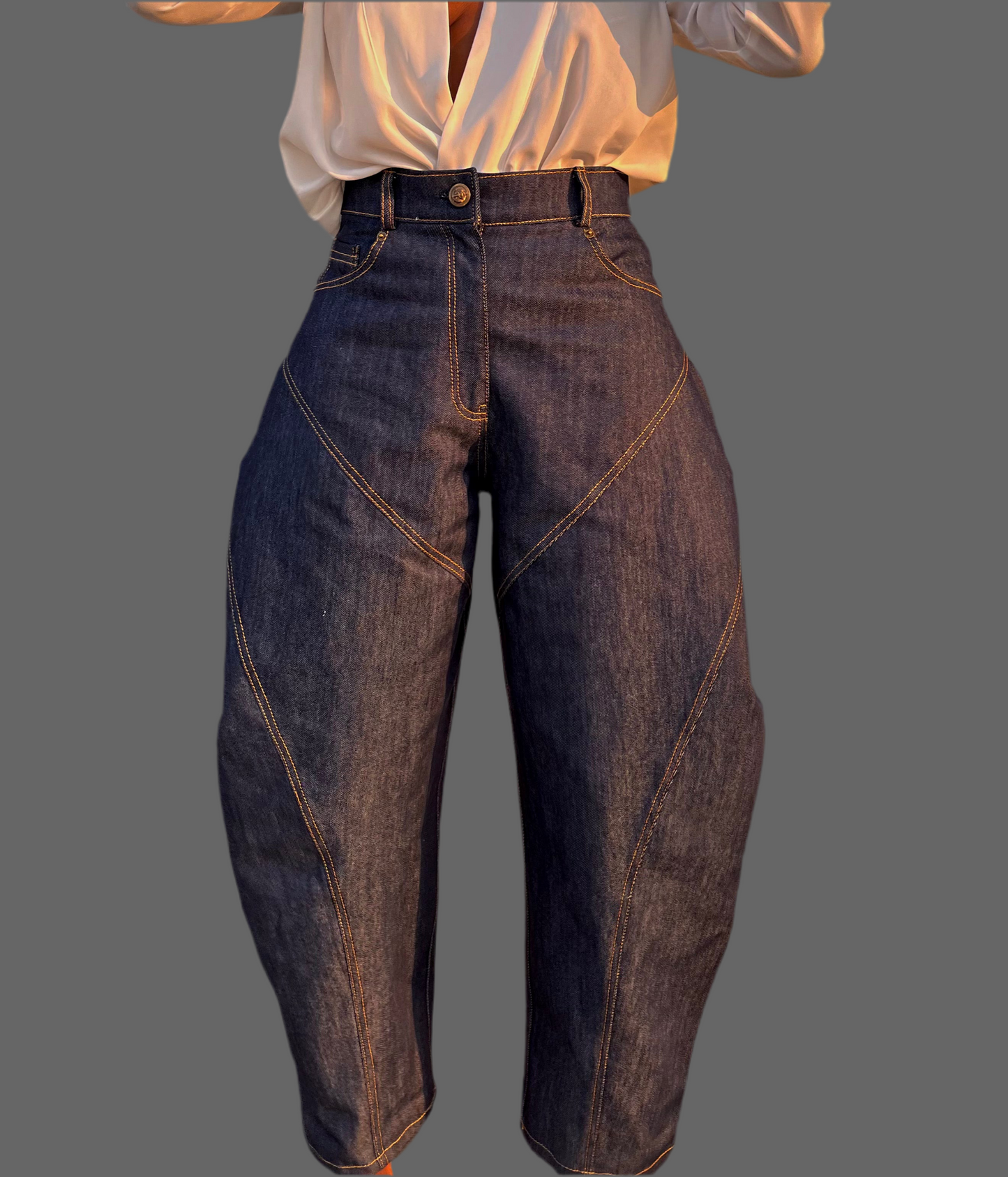 Denim Mid Rise Raw Hem Pocket Jeans