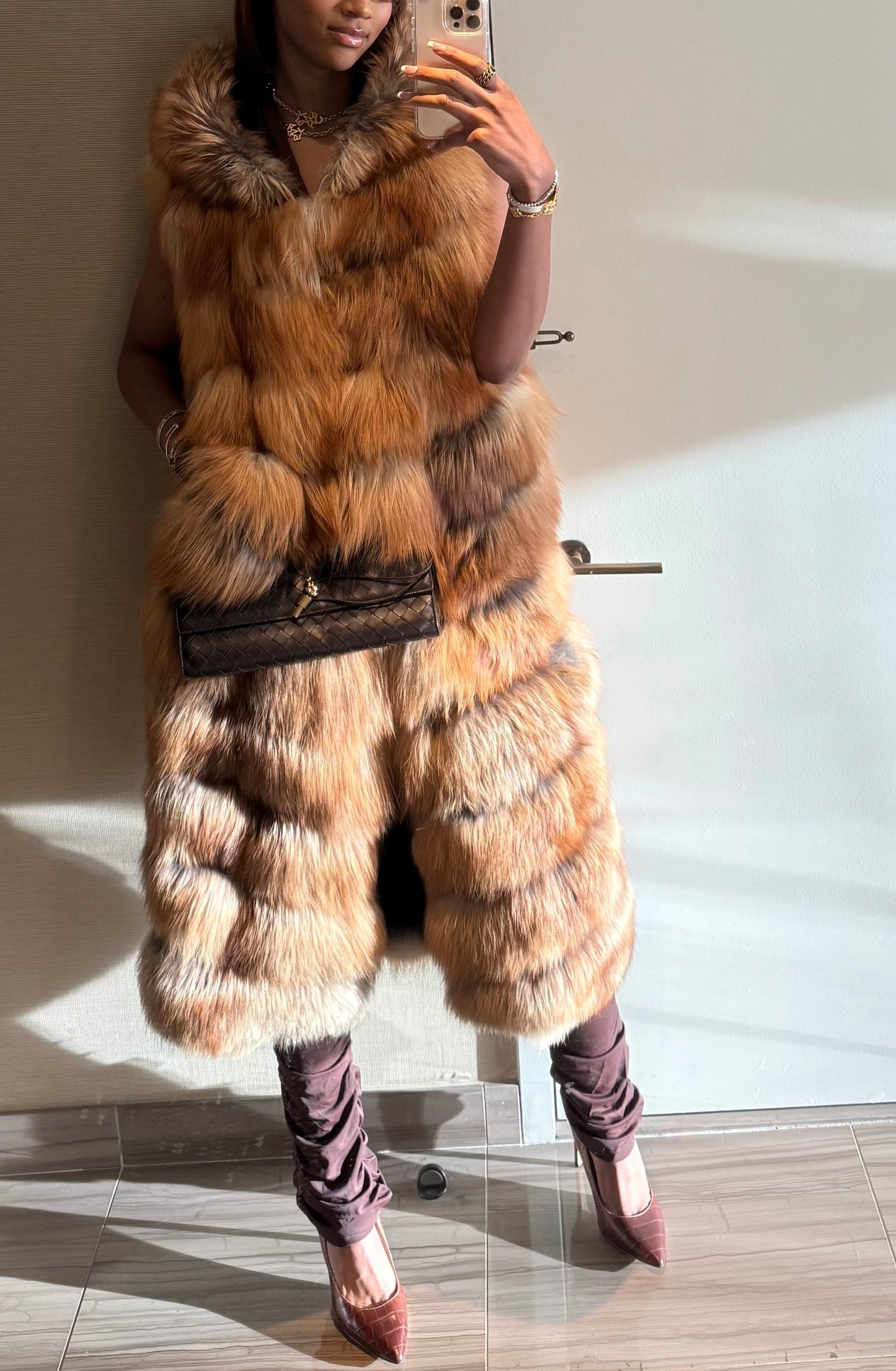 Natural Red Fox Full Length Vest(✔️Free shipping)