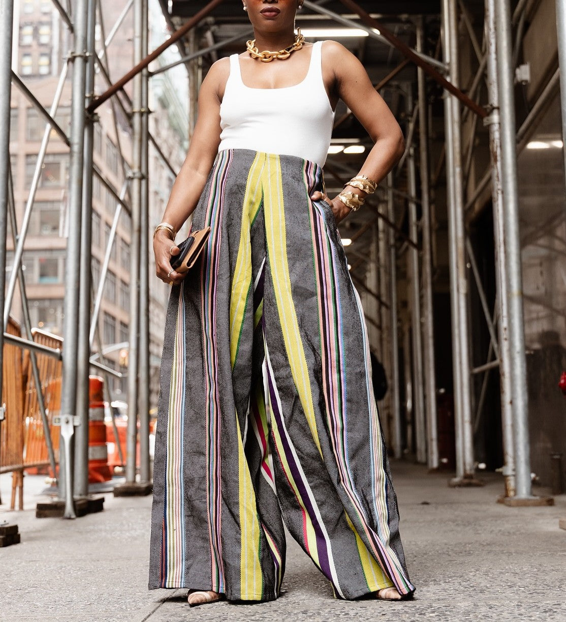 Colorblock Wide-Leg Jeans