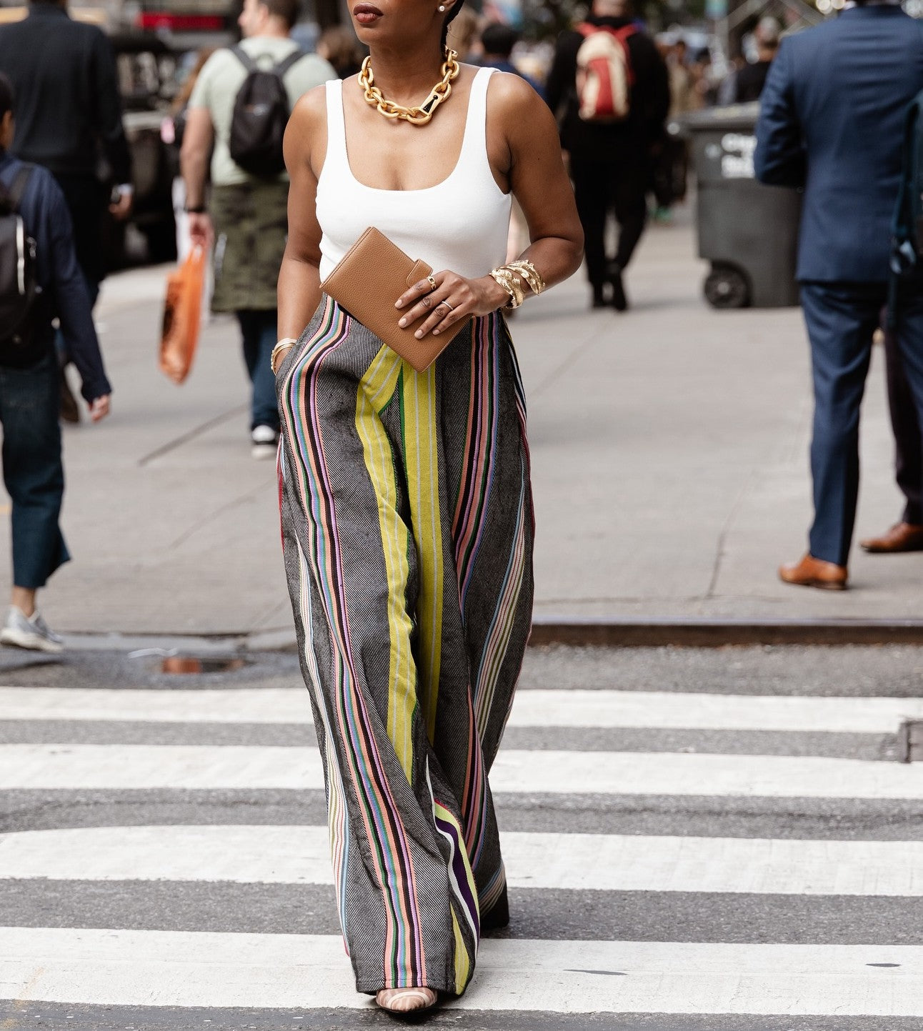 Colorblock Wide-Leg Jeans