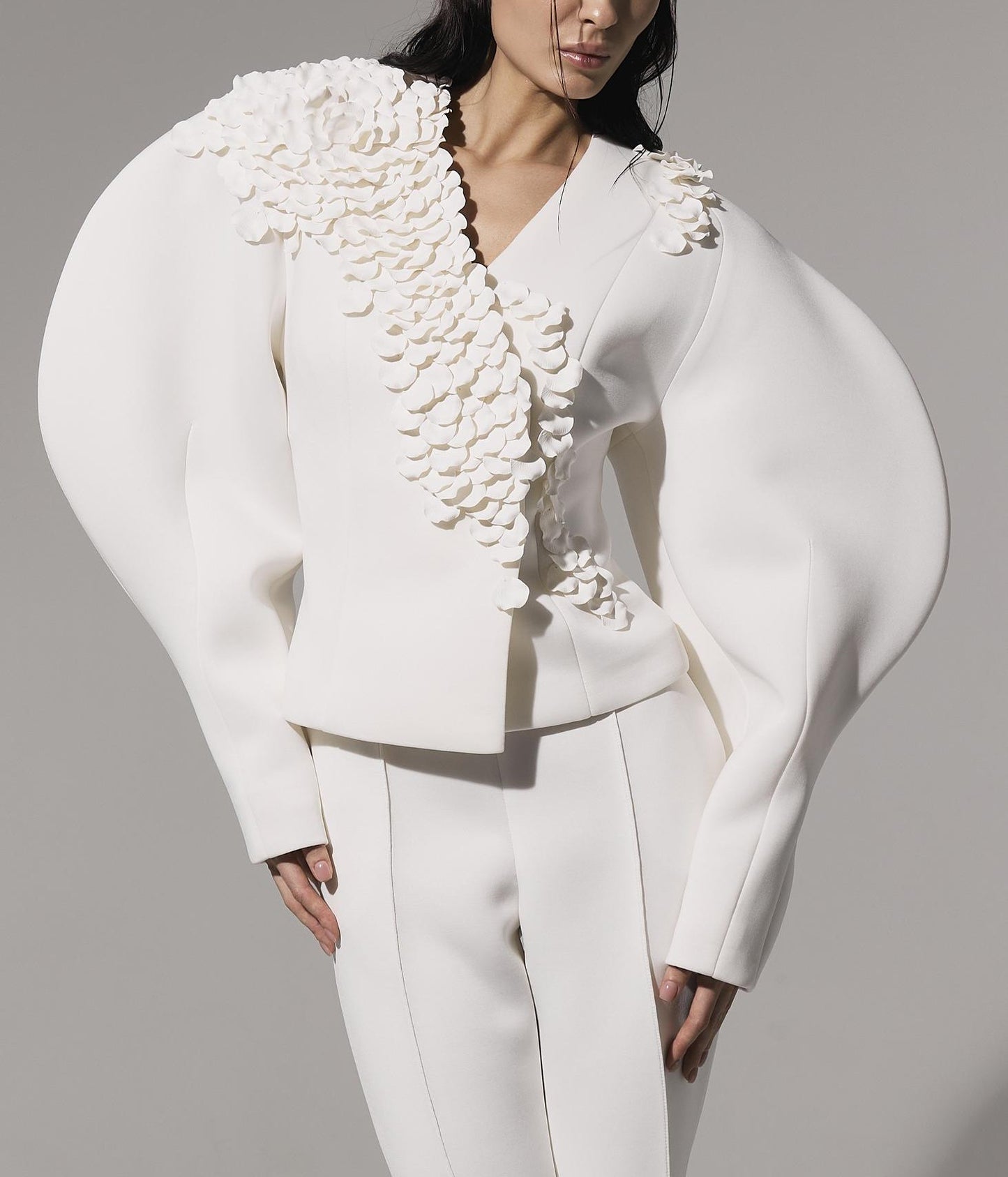 Petal Embellished Jacket & Skirts 2-Piece Set