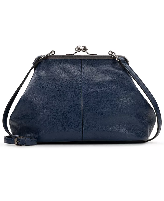 Kiss-lock Closure Adorned Leather Bag