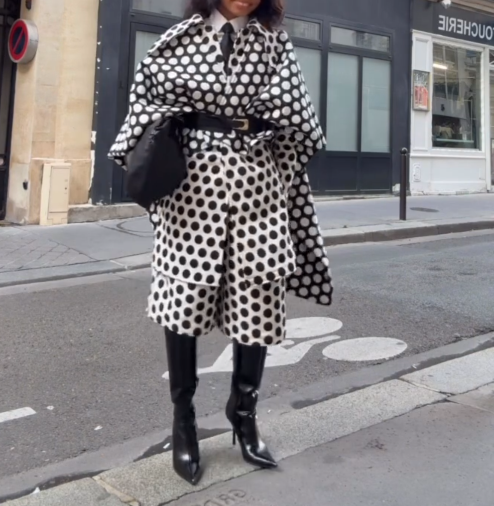 Polka Dot Bat Sleeve Loose Coat and Shorts Set