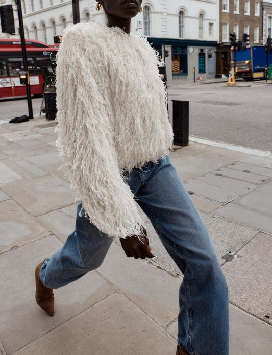 Feather Fringe Metallic Thread Jacket