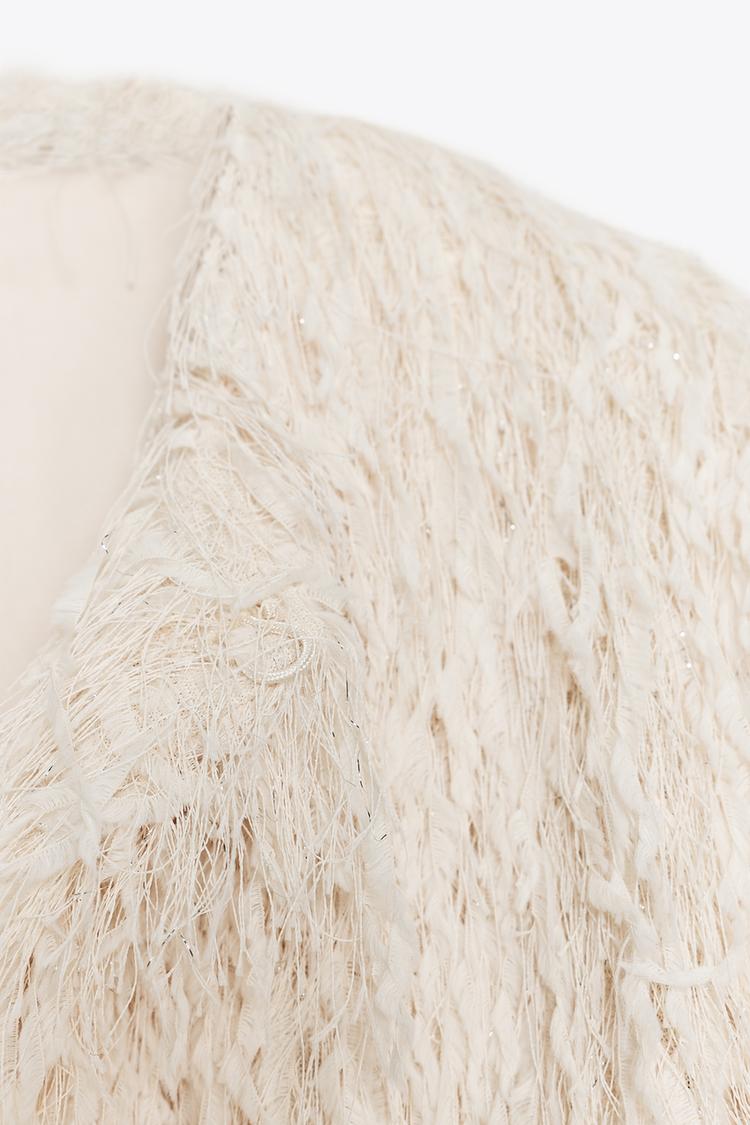Feather Fringe Metallic Thread Jacket