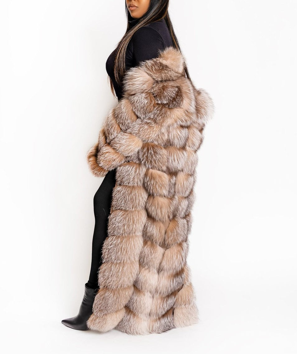 (✔️Free shipping)Crystal Fox Full Length Fur Coat/Vest
