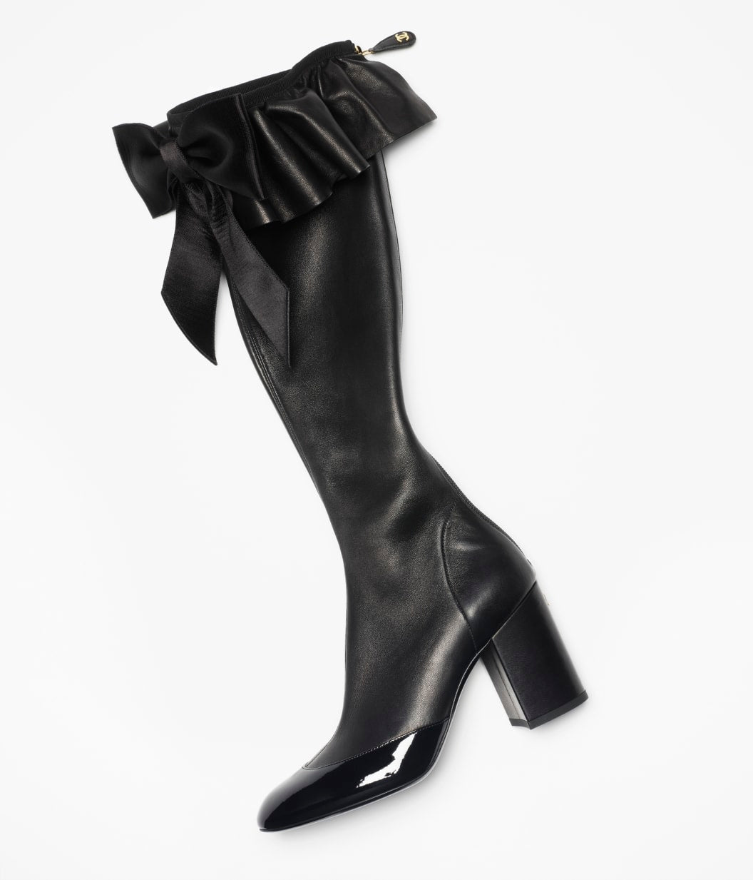Stretch Lambskin Black High Boots