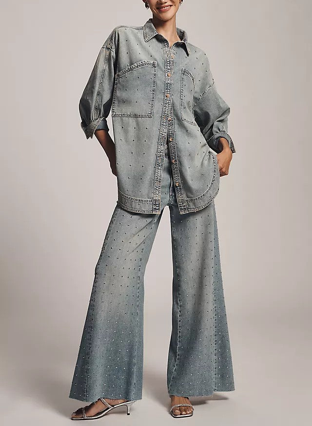 Studded Denim Buttondown Shirt
