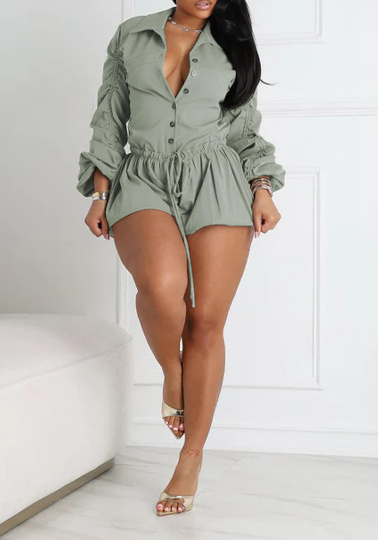 Con estilo Long Sleeve Cargo Romper