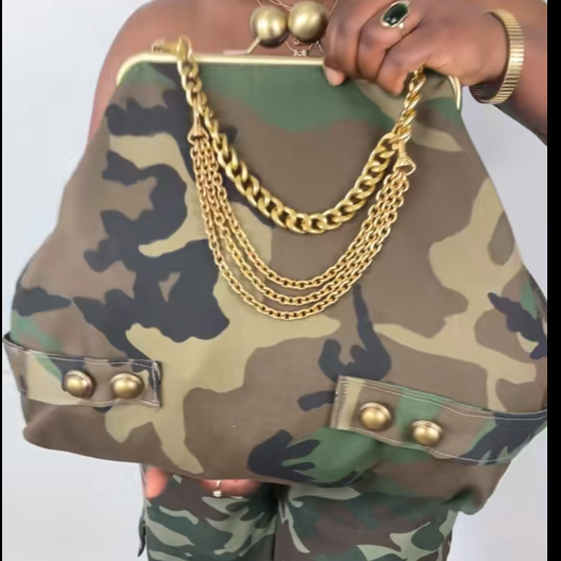 Original Kiss Lock Camouflage Clutch