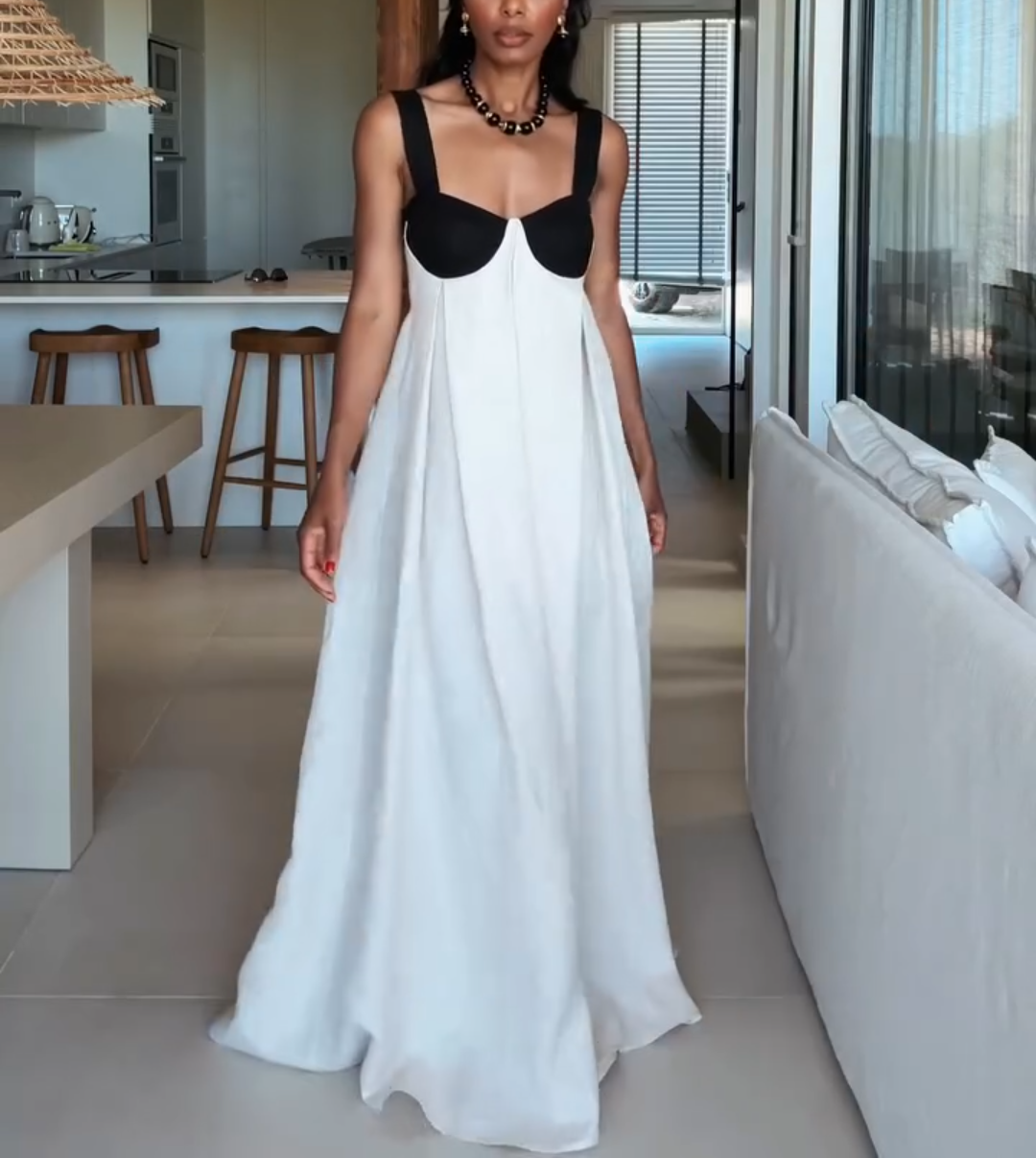 Amelia Cotton Pleat Maxi Dress