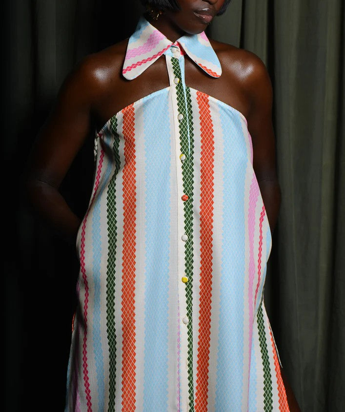 Diamond Striped Maxi Shirtdress