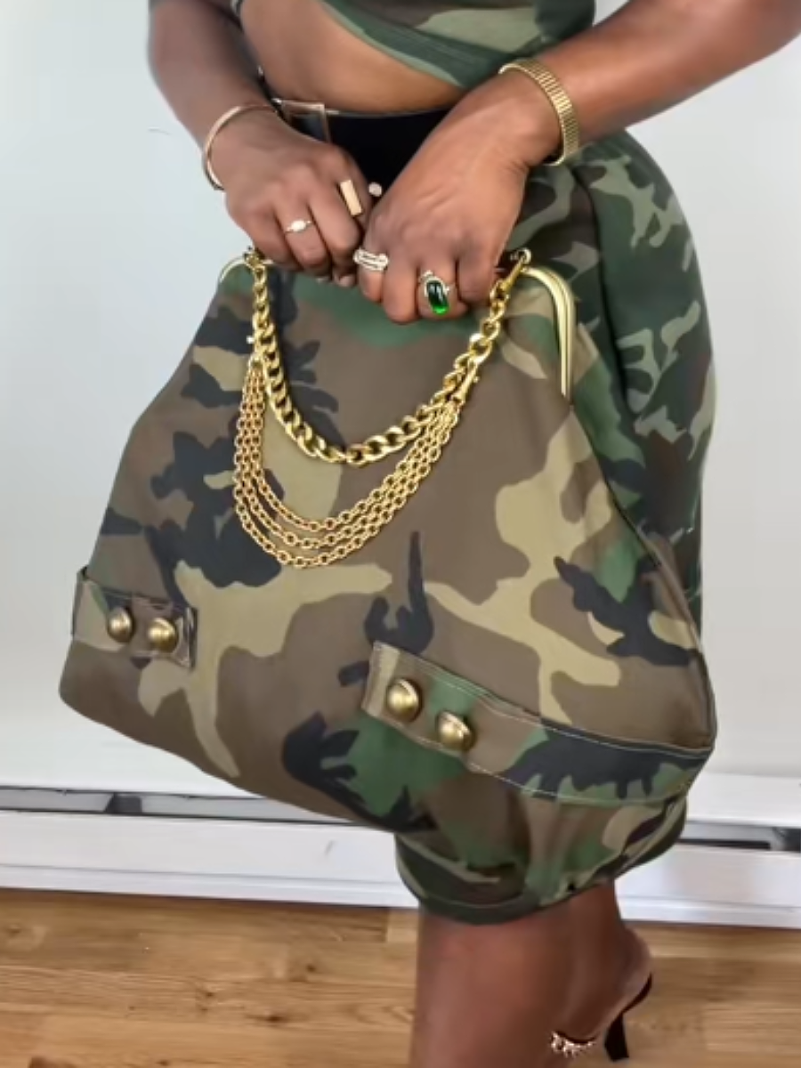 Original Kiss Lock Camouflage Clutch