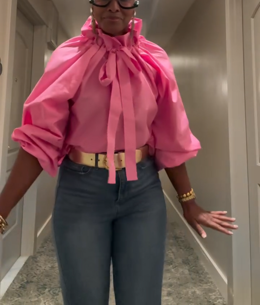 Drawstring Puff Sleeve Top