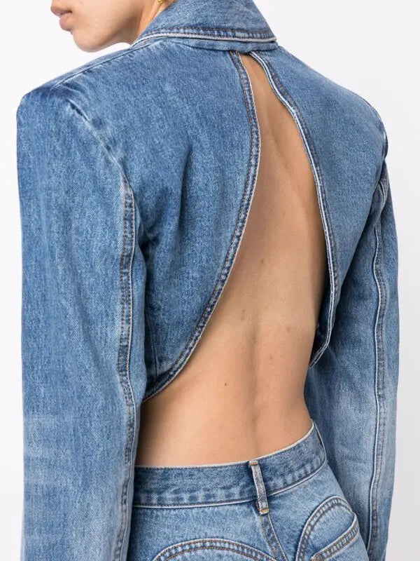 Crystal-Embellished Denim Jacket