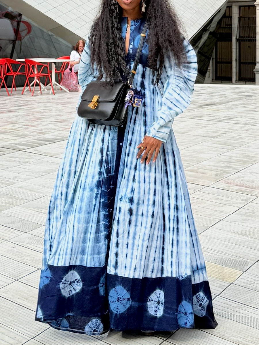 Tie-dye Straight Buckle Dress