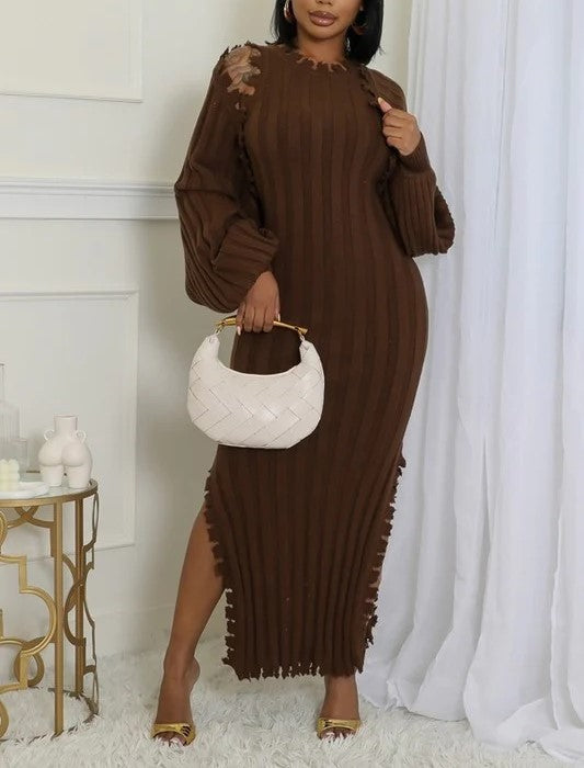 Classy Knit Maxi Dress Set