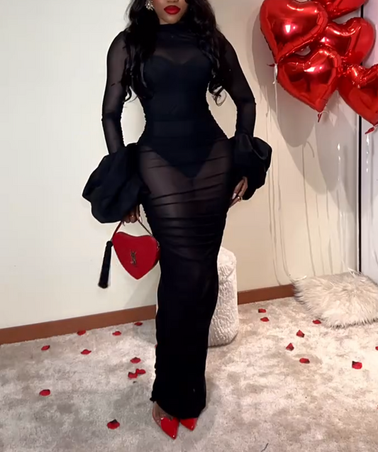 Sexy Tulle Puff Sleeve Dress