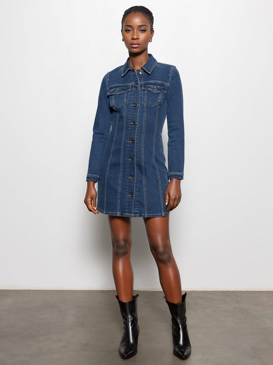Sculpted Denim Mini Dress