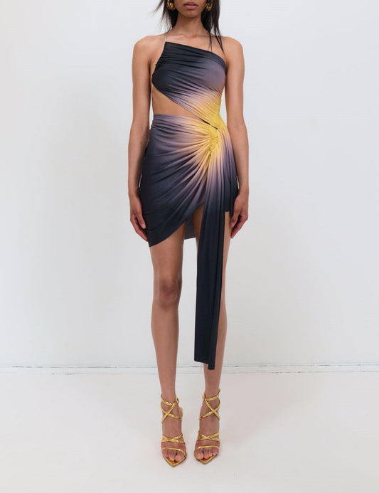 Signature mini dress in black/yellow